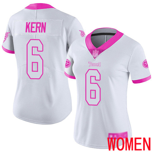 Tennessee Titans Limited White Pink Women Brett Kern Jersey NFL Football #6 Rush Fashion